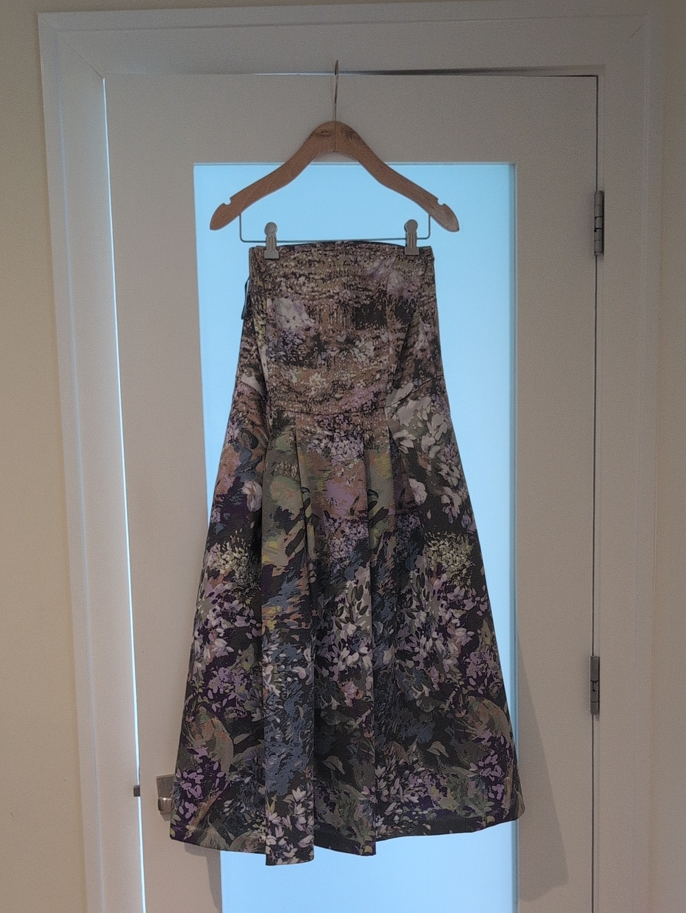 White House Black Market Floral Maxi Skirt in Purple, Green & Black